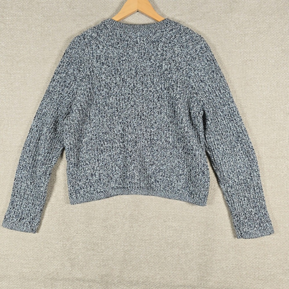 ON‎ 34TH Womens Blue White Marled Cotton Knit Cardigan Gold Crest Buttons Large - Picture 5 of 10